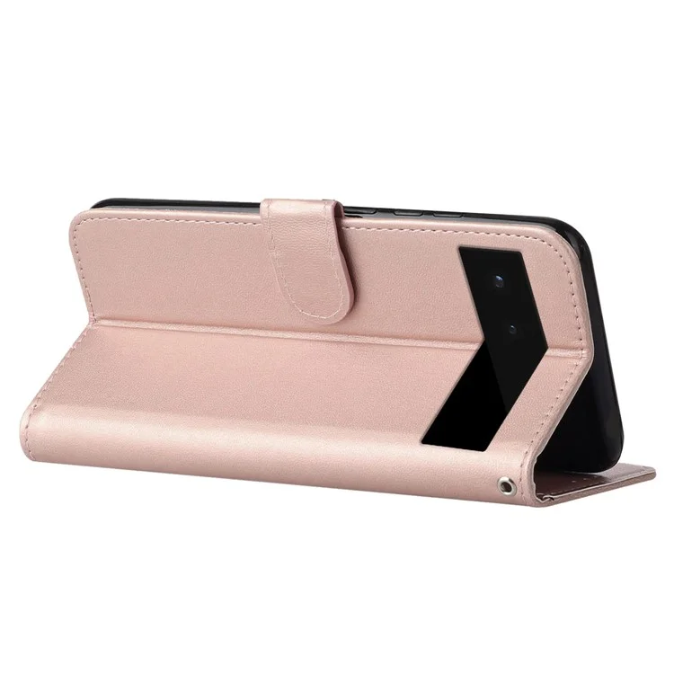 B40 For Google Pixel 6 Anti-Drop Wallet Phone Case PU Leather Magnetic Closure Phone Stand Cover - Rose Gold