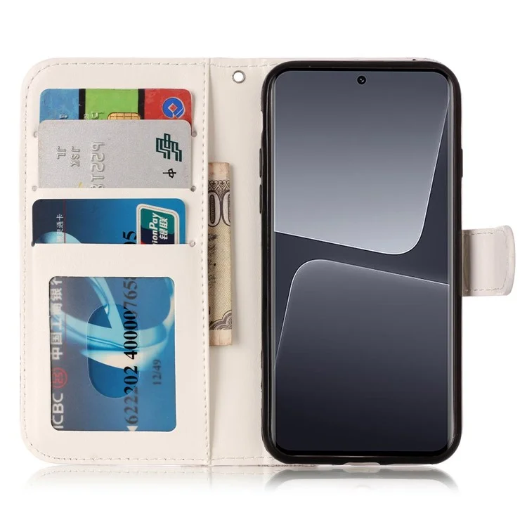 Para Xiaomi 13 Pro 5G PU Leather Pattern Printing Phone Case Stand Wallet Flip Cover with Strap - Wolf