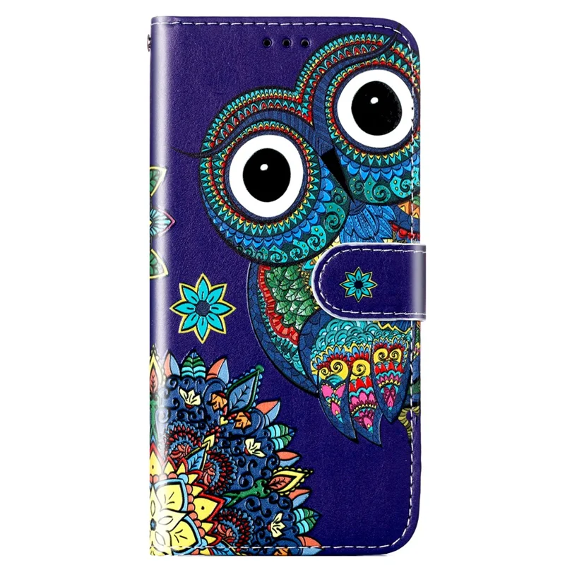 Für Xiaomi 13 5G Wallet Phone Case PU Leder Muster Bedruckung Ständer Abdeckung mit Riemen - Eule