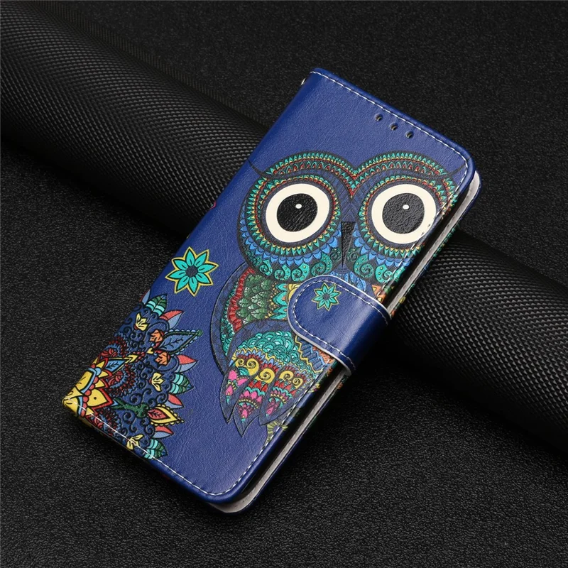 Für Xiaomi 13 5G Wallet Phone Case PU Leder Muster Bedruckung Ständer Abdeckung mit Riemen - Eule