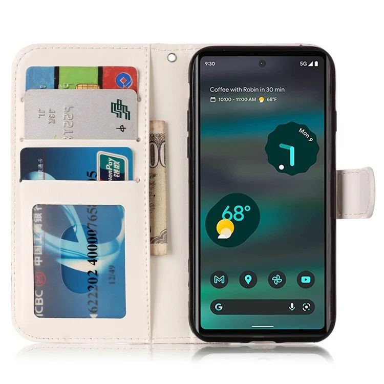 For Google Pixel 7a PU Leather Flip Phone Case Stand Pattern Printing Wallet Cover with Strap - Mandala Flower