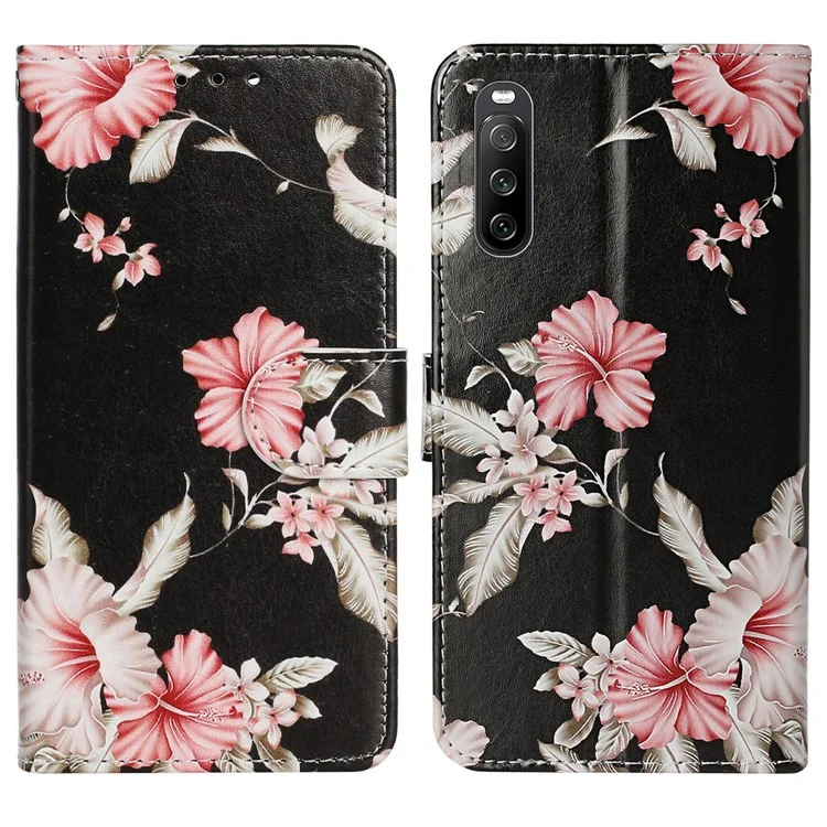 Wallet Phone Case for Sony Xperia 10 V Scratch-Proof Phone Shell Pattern Printing Leather Cover - Azalea