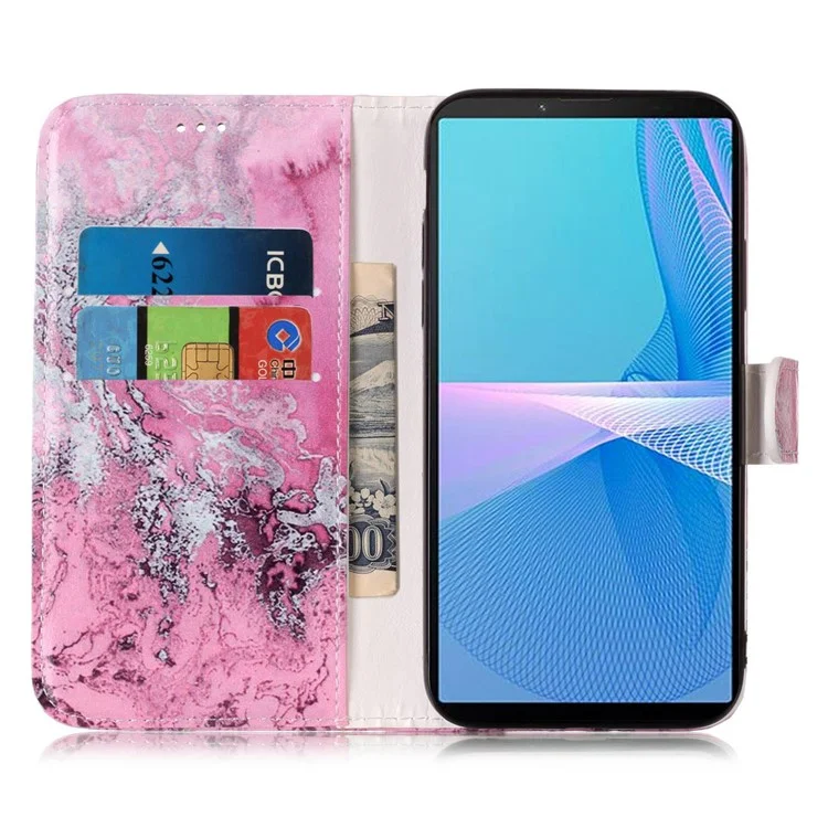 Wallet Phone Case for Sony Xperia 10 V Scratch-Proof Phone Shell Pattern Printing Leather Cover - Azalea