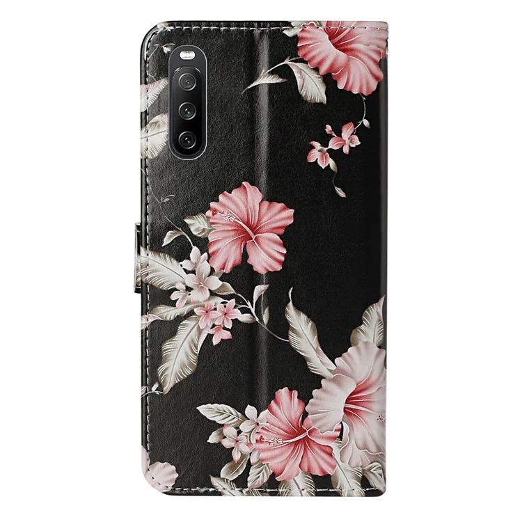 Wallet Phone Case for Sony Xperia 10 V Scratch-Proof Phone Shell Pattern Printing Leather Cover - Azalea