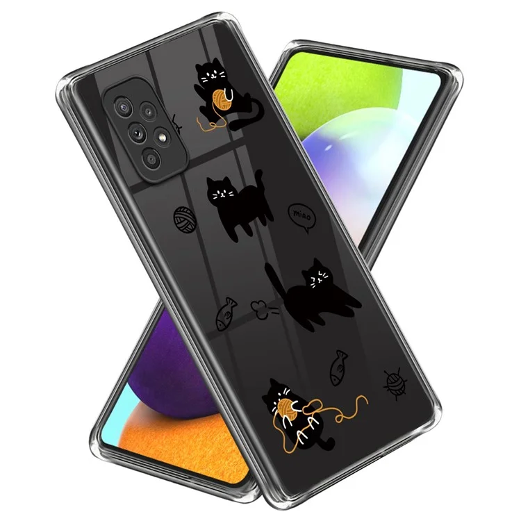 For Samsung Galaxy A33 5G Pattern Printing Phone Case Soft TPU Slim Fit Cover - Cat Knitting