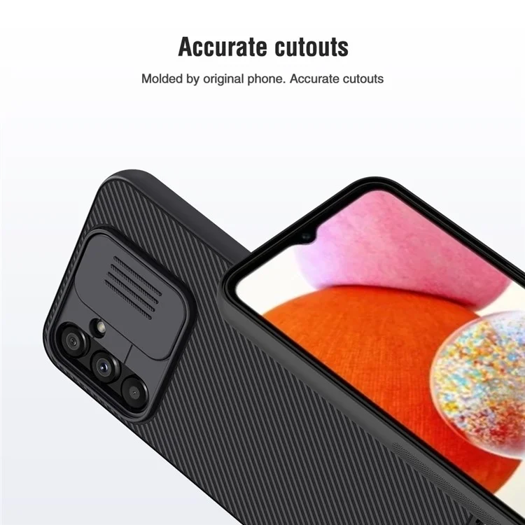 NILLKIN CamShield Hard PC Case для Samsung Galaxy A14 5G / A14 4G, защитная крышка объектива, противоударный телефон чехол - синий