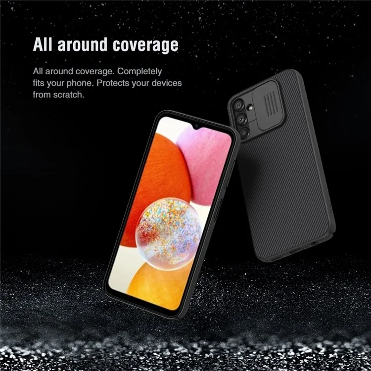 NILLKIN CamShield Hard PC Case для Samsung Galaxy A14 5G / A14 4G, защитная крышка объектива, противоударный телефон чехол - синий