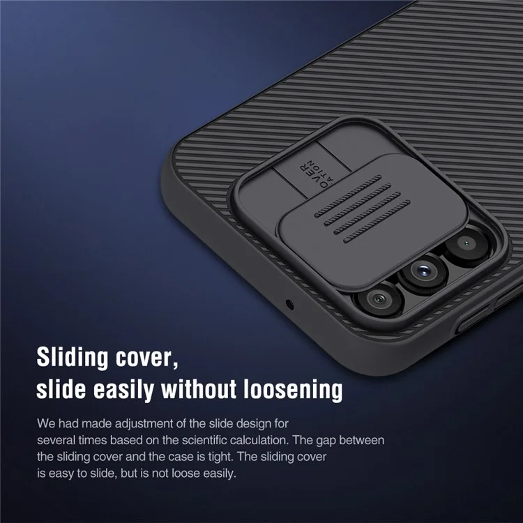 NILLKIN CamShield Hard PC Case для Samsung Galaxy A14 5G / A14 4G, защитная крышка объектива, противоударный телефон чехол - синий