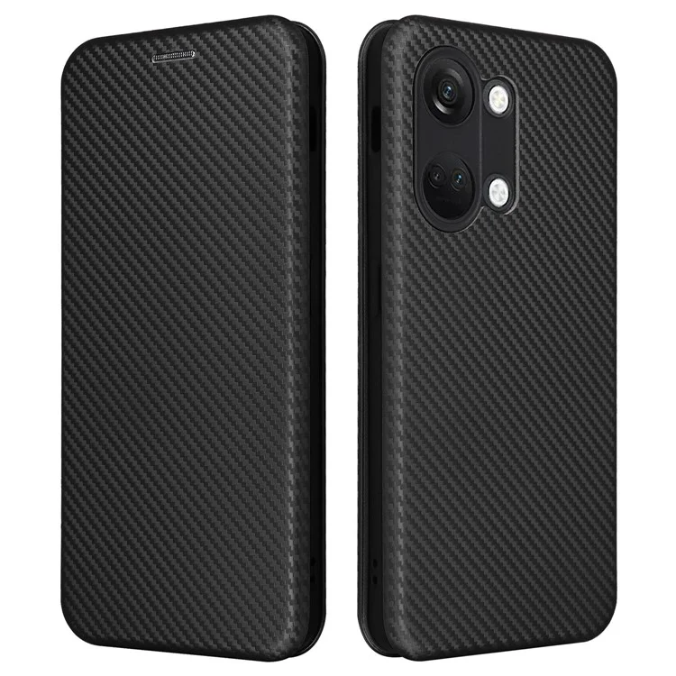 Für OnePlus Nord 3 5G / Ace 2V Carbon Fiber Texture Leather Stand Phone Case Card Holder Telefonhülle - Schwarz