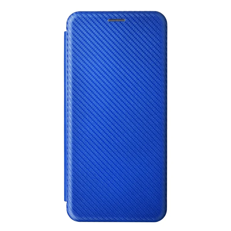 For Realme C55 Leather Stand Card Holder Phone Case Carbon Fiber Texture Phone Cover - Blue