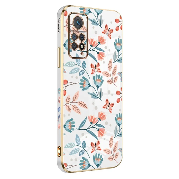RZANTS per Xiaomi Redmi Note 11 Pro 5G (Qualcomm) / Note 11 Pro 4G (MediaTek) Custodia telefonica in plastica con rivestimento elettrolitico con motivo a fiori e farfalle - Bianco