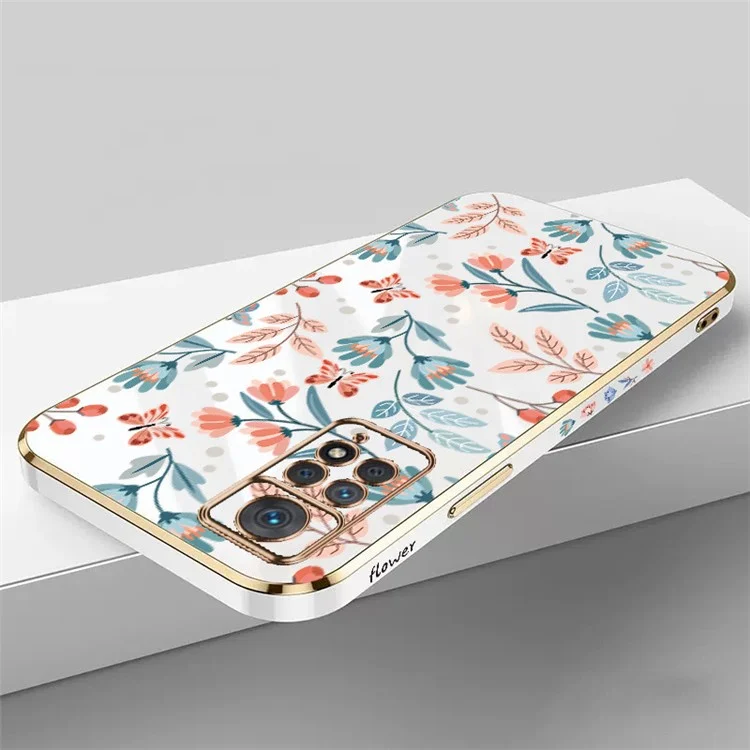 RZANTS per Xiaomi Redmi Note 11 Pro 5G (Qualcomm) / Note 11 Pro 4G (MediaTek) Custodia telefonica in plastica con rivestimento elettrolitico con motivo a fiori e farfalle - Bianco