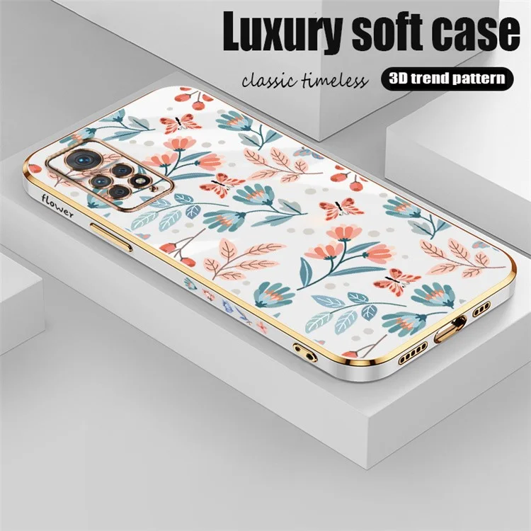 RZANTS per Xiaomi Redmi Note 11 Pro 5G (Qualcomm) / Note 11 Pro 4G (MediaTek) Custodia telefonica in plastica con rivestimento elettrolitico con motivo a fiori e farfalle - Bianco