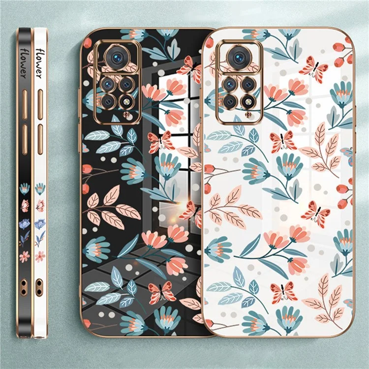 RZANTS per Xiaomi Redmi Note 11 Pro 5G (Qualcomm) / Note 11 Pro 4G (MediaTek) Custodia telefonica in plastica con rivestimento elettrolitico con motivo a fiori e farfalle - Bianco