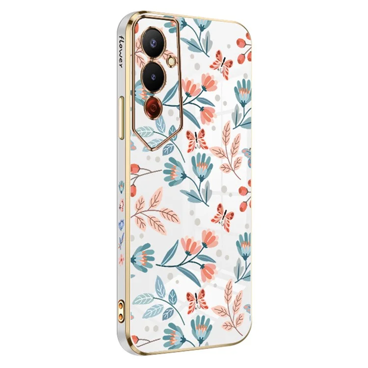 RZANTS For TECNO Pova 4 Pro 4G Electroplating Frame Phone Cover Flower Butterfly Pattern TPU Case - White