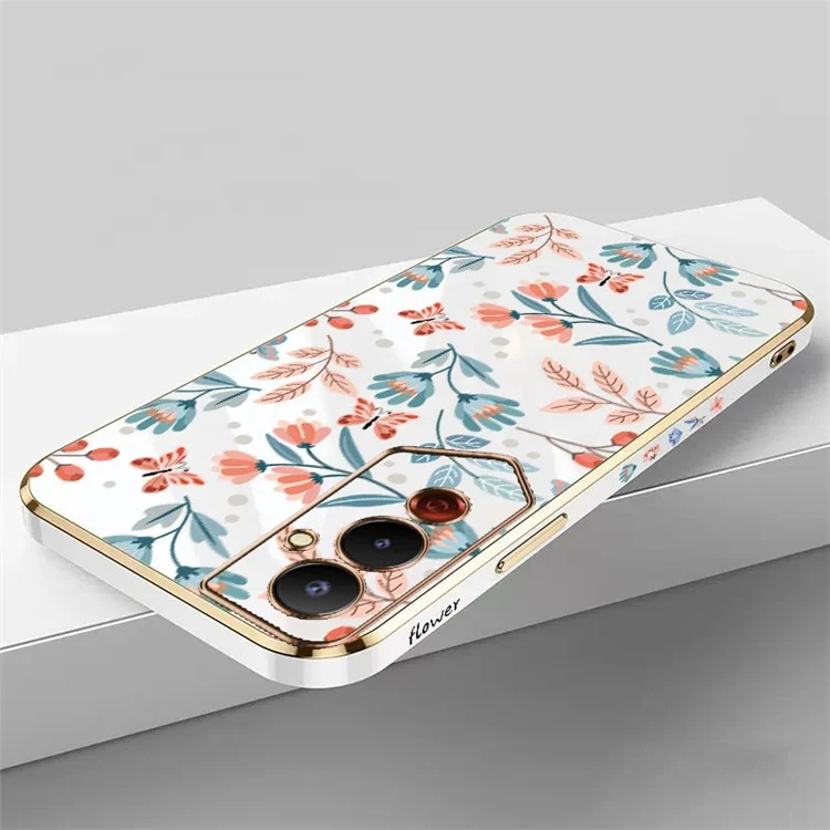 RZANTS For TECNO Pova 4 Pro 4G Electroplating Frame Phone Cover Flower Butterfly Pattern TPU Case - White