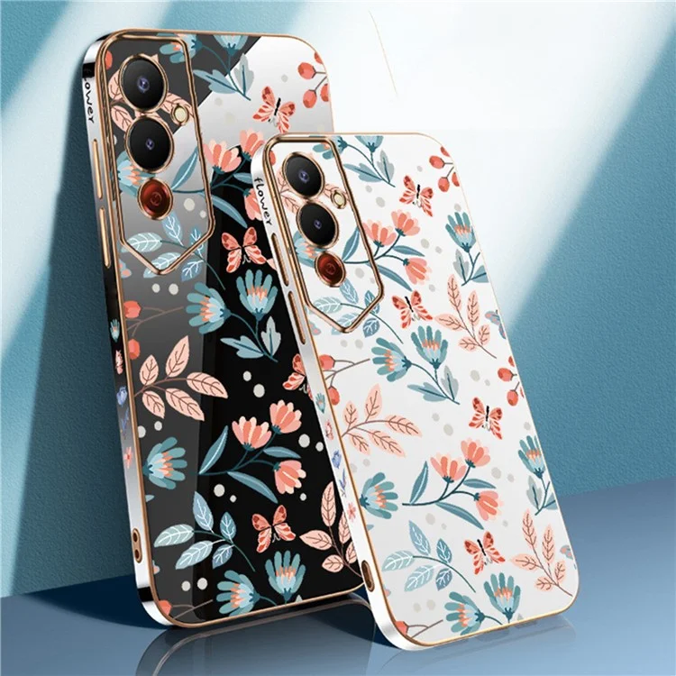 RZANTS For TECNO Pova 4 Pro 4G Electroplating Frame Phone Cover Flower Butterfly Pattern TPU Case - White
