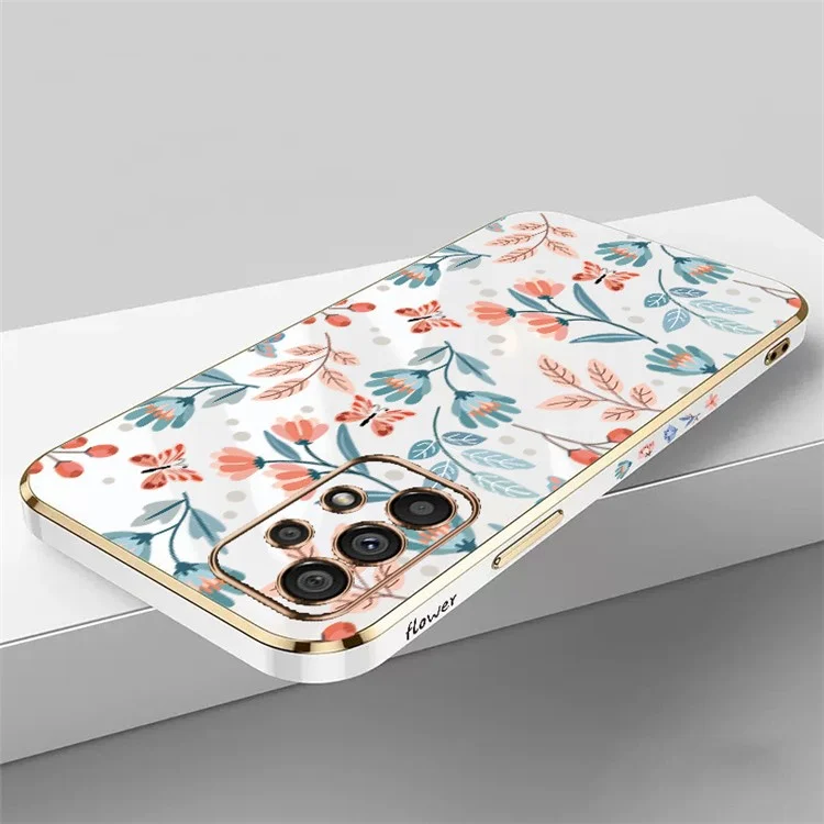 RZANTS Phone TPU Case for Samsung Galaxy A53 5G , Electroplating Flower Butterfly Pattern Back Cover - White