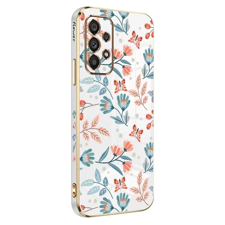RZANTS For Samsung Galaxy A32 5G / M32 5G Soft TPU Electroplating Phone Case Flower Butterfly Pattern Cellphone Cover - White