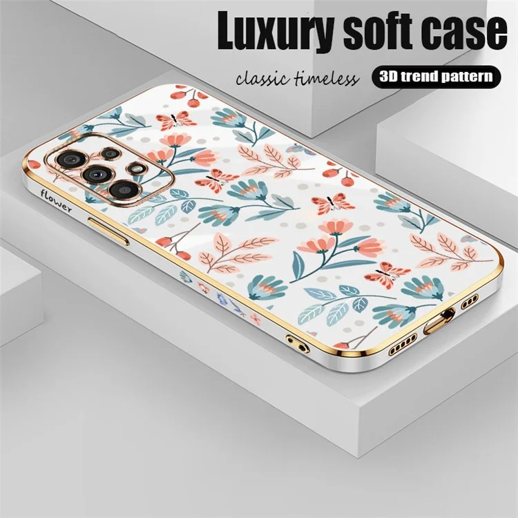 RZANTS For Samsung Galaxy A32 5G / M32 5G Soft TPU Electroplating Phone Case Flower Butterfly Pattern Cellphone Cover - White
