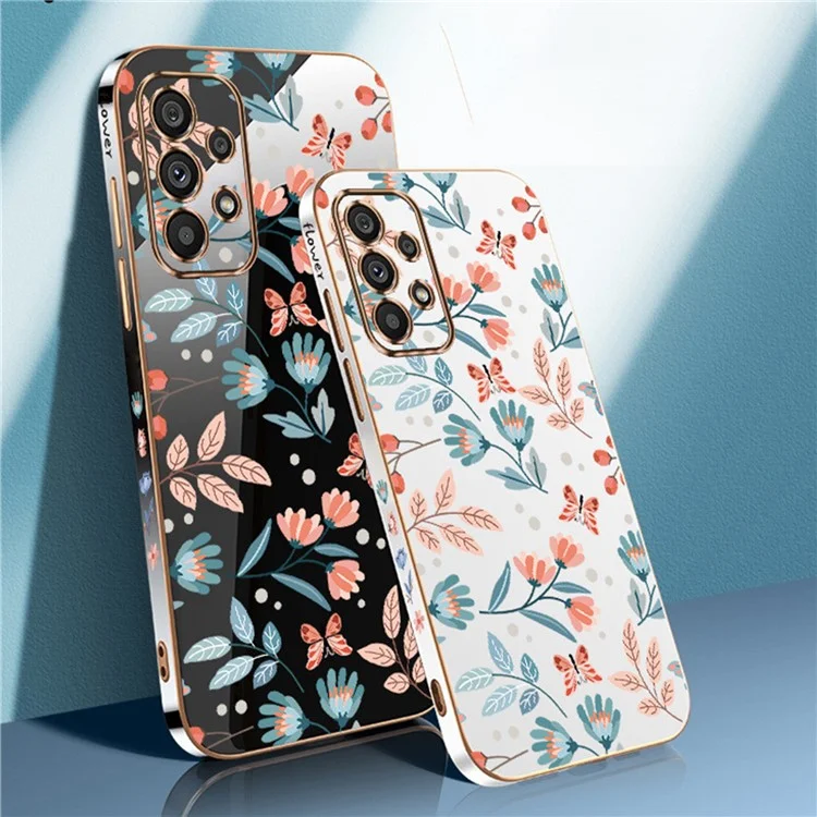RZANTS For Samsung Galaxy A32 5G / M32 5G Soft TPU Electroplating Phone Case Flower Butterfly Pattern Cellphone Cover - White