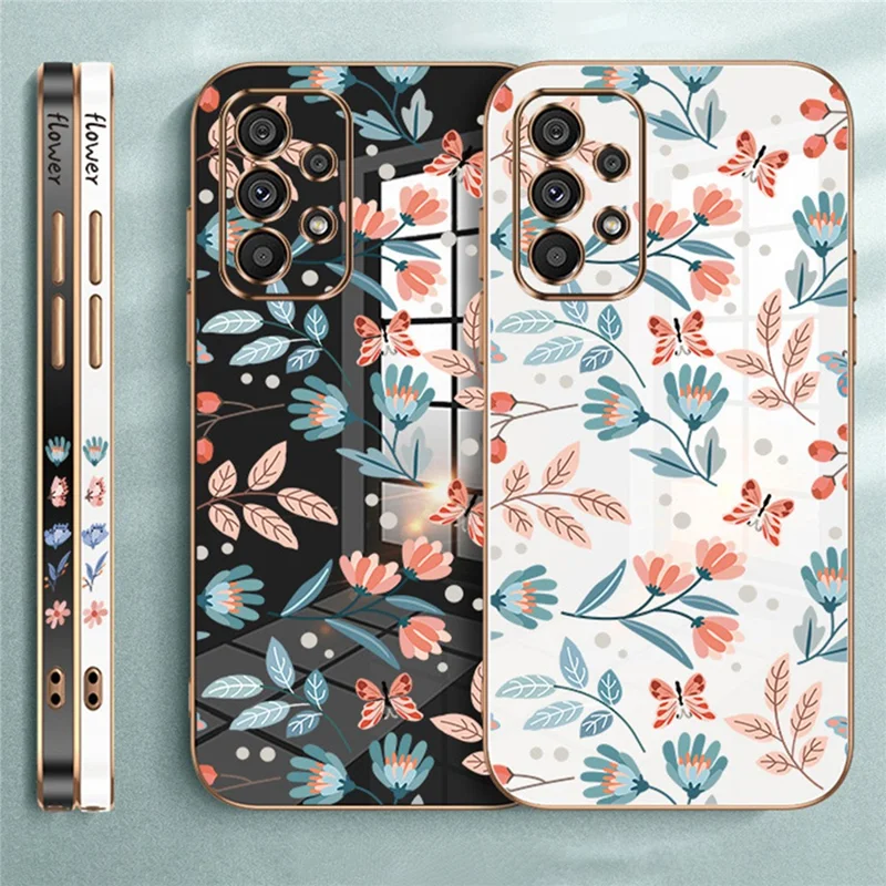 RZANTS voor Samsung Galaxy A32 4G (EU-versie) elektrolytisch TPU-telefoonhoesje met bloemen- en vlinderpatroon - Wit