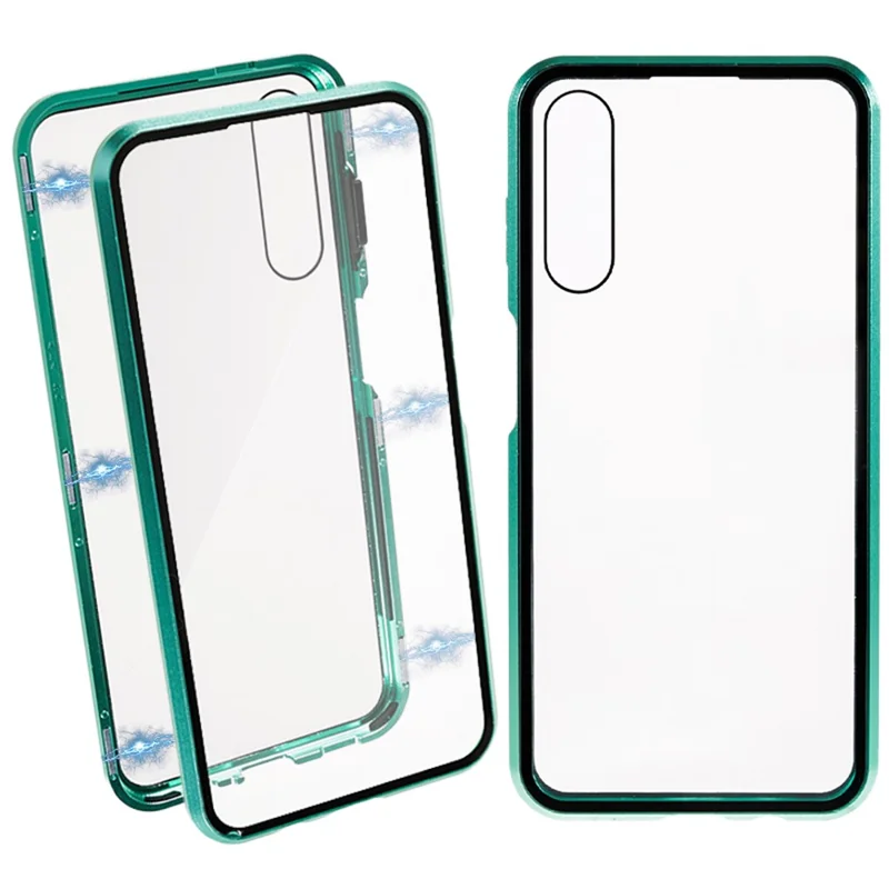 For Samsung Galaxy A14 5G / 4G Full Body Case Magnetic Tempered Glass Double-Sided Phone Case - Green