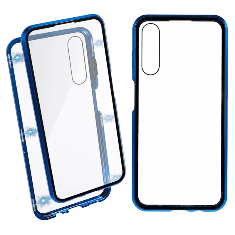 For Samsung Galaxy A14 5G / 4G Full Body Case Magnetic Tempered Glass Double-Sided Phone Case - Blue
