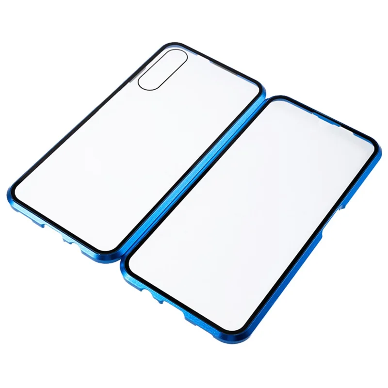 For Samsung Galaxy A14 5G / 4G Full Body Case Magnetic Tempered Glass Double-Sided Phone Case - Blue
