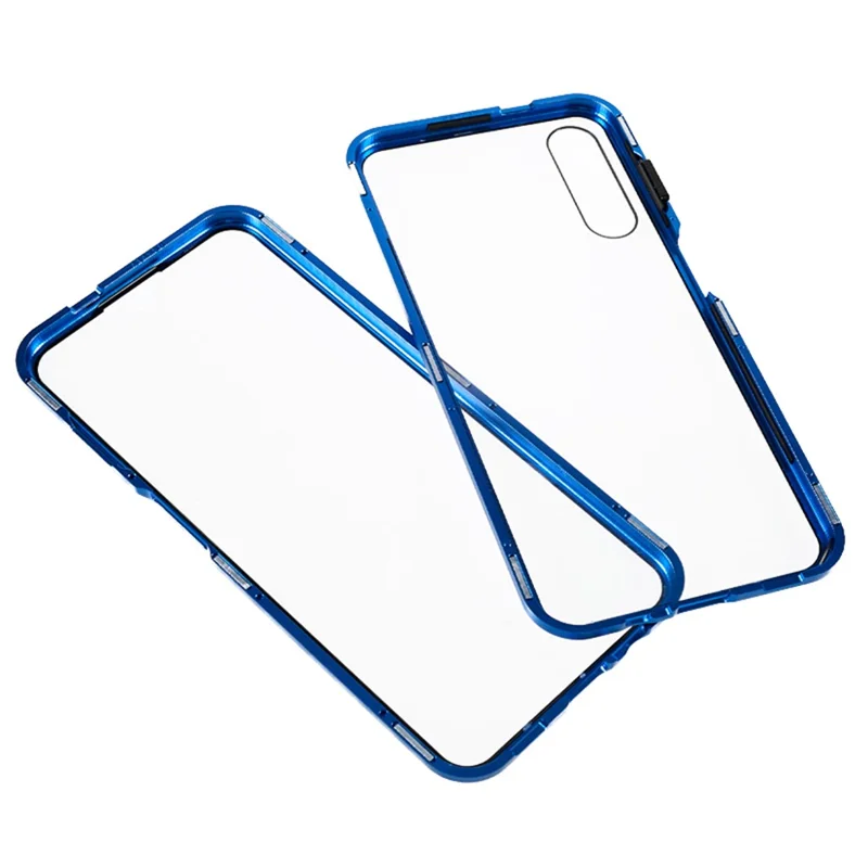 For Samsung Galaxy A14 5G / 4G Full Body Case Magnetic Tempered Glass Double-Sided Phone Case - Blue