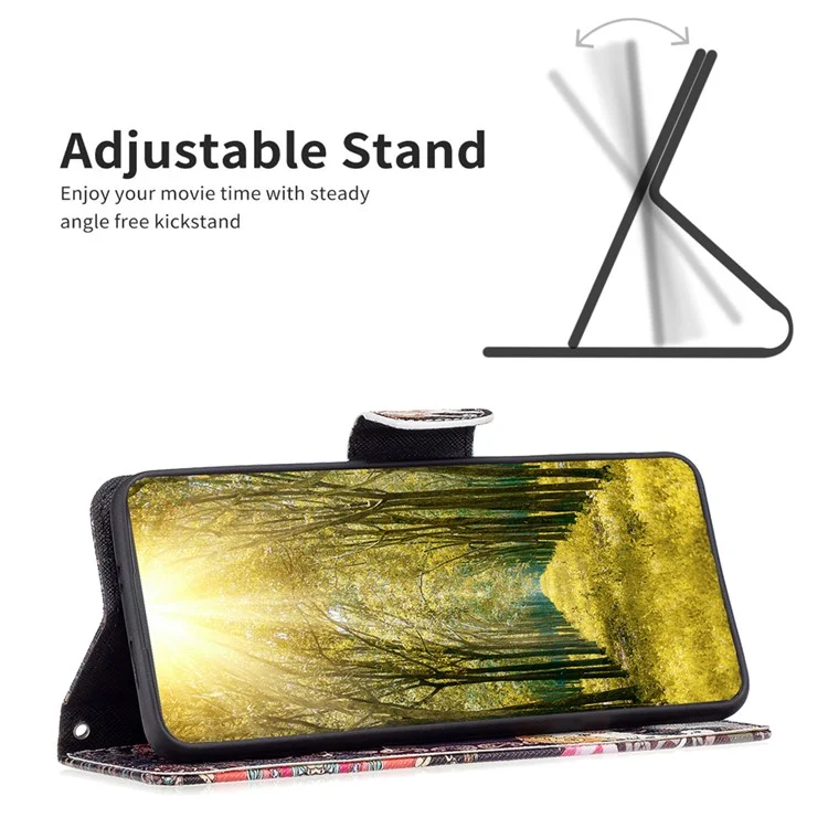 BINFEN COLOR Pour Samsung Galaxy A24 4G (162,1 x 77,6 x 8,3 mm) Étui Portefeuille Téléphone en Cuir - Fleur et Éléphant