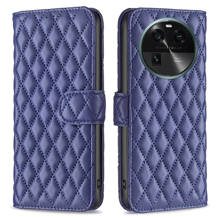 BINFEN COLOR BF Style-14 per Oppo Find X6 Stand Wallet Leather Phone Case Smartphone Cover - Blu