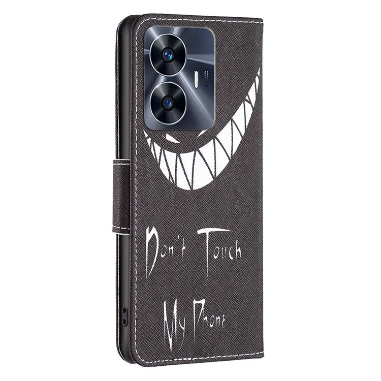 Für Realme C55 Pattern Printing Phone Case Full Protection PU Ledertasche mit Ständer - Fass mein Telefon nicht an