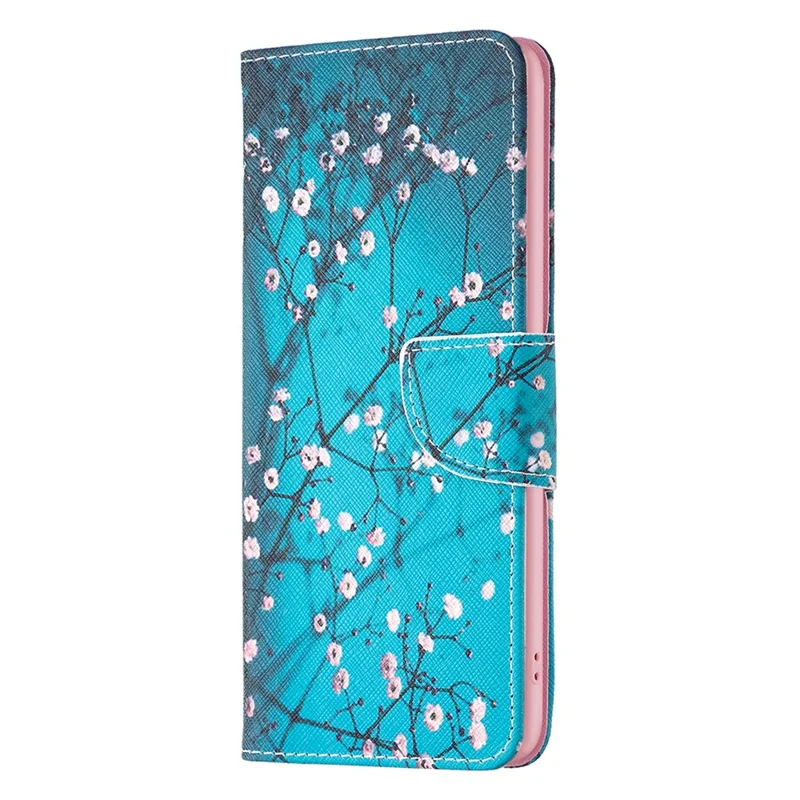 For Realme C55 Pattern Printing Phone Case Full Protection PU Leather Wallet Shell with Stand - Plum Blossom