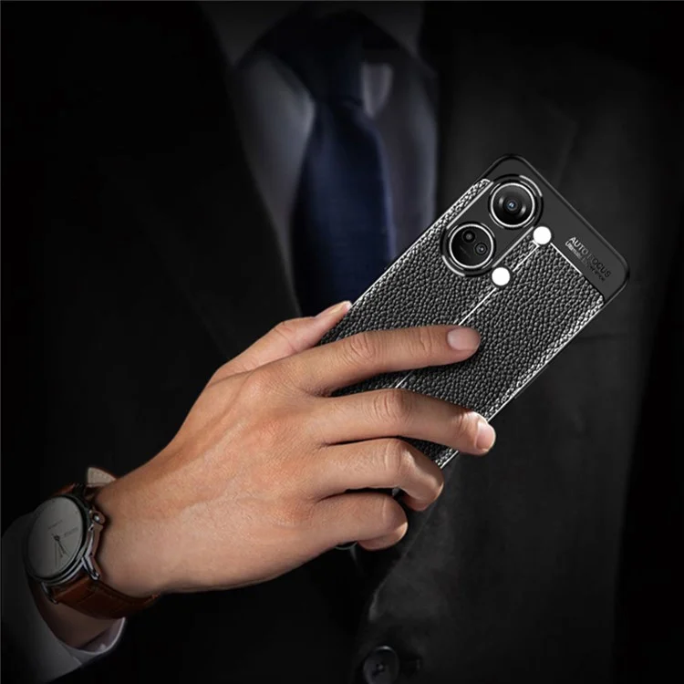 Для OnePlus Nord 3 5G / Ace 2V Litchi Texture TPU Phone Case Shockproof Cell Phone Cover - Black