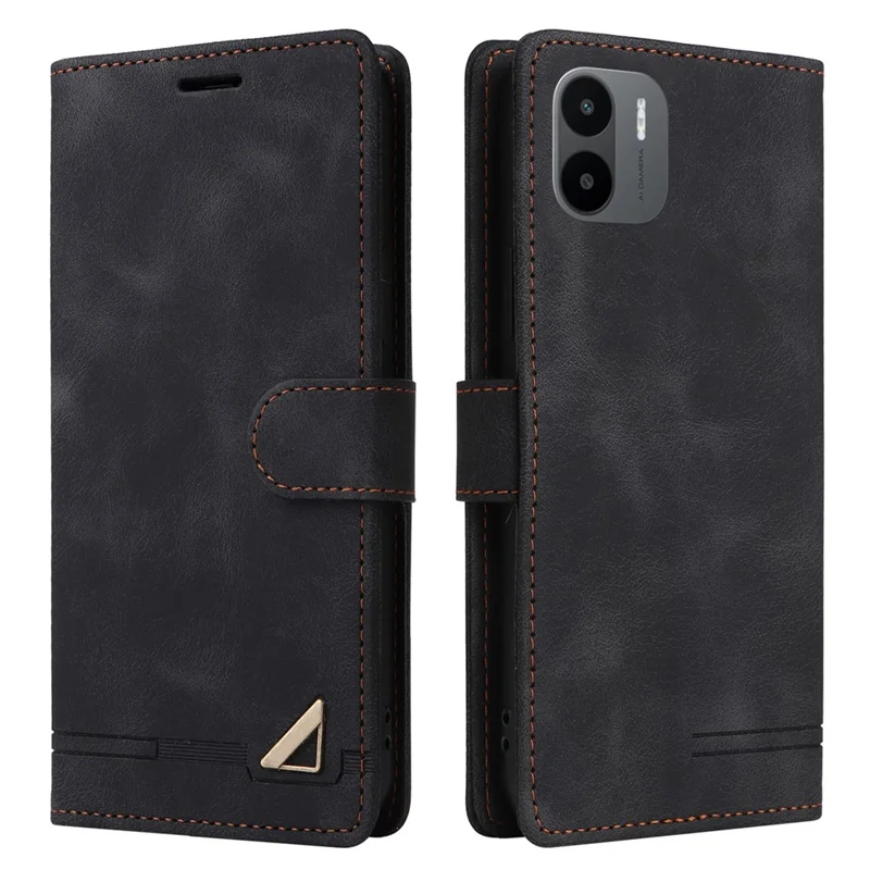 007 Series For Xiaomi Redmi A1 4G / A2 4G Leather Phone Case Stand Wallet Skin-touch Phone Cover - Black