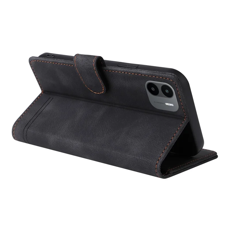 007 Series For Xiaomi Redmi A1 4G / A2 4G Leather Phone Case Stand Wallet Skin-touch Phone Cover - Black