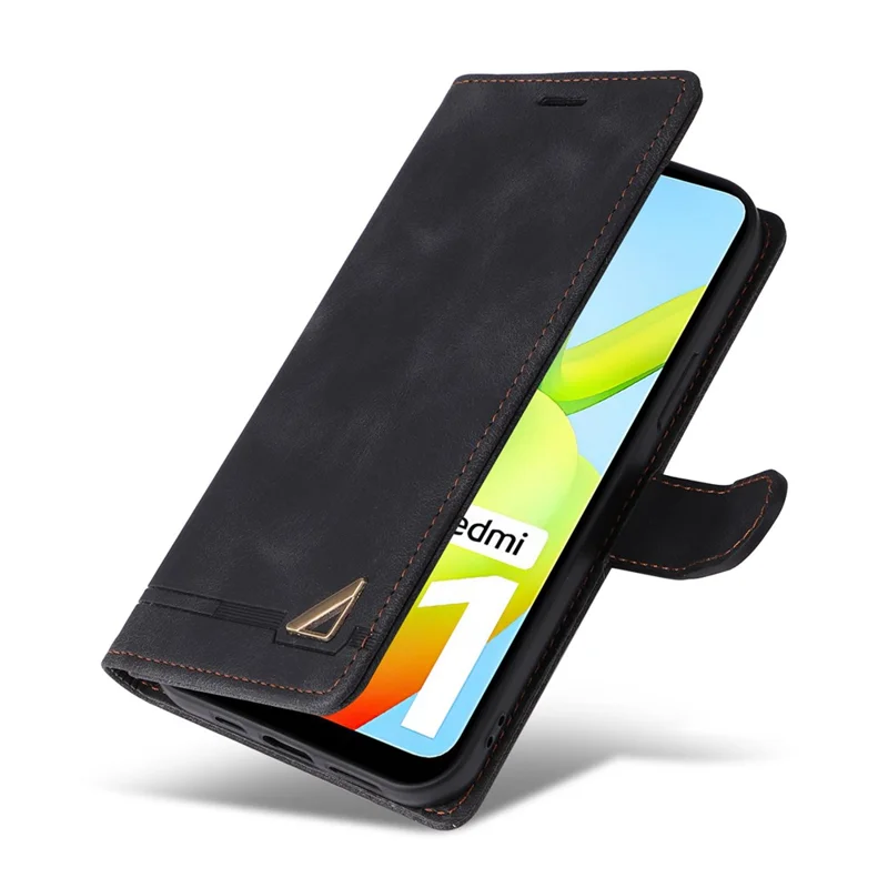 007 Series For Xiaomi Redmi A1 4G / A2 4G Leather Phone Case Stand Wallet Skin-touch Phone Cover - Black