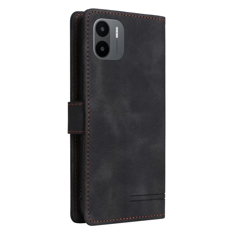 007 Series For Xiaomi Redmi A1 4G / A2 4G Leather Phone Case Stand Wallet Skin-touch Phone Cover - Black