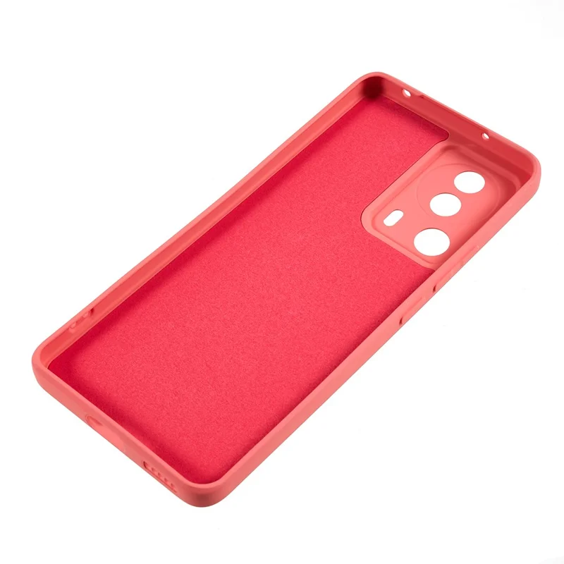For Xiaomi 13 Lite / Civi 2 5G Rubberized TPU Shockproof Case Fiber Lining Soft Phone Cover - Hawthorn Red
