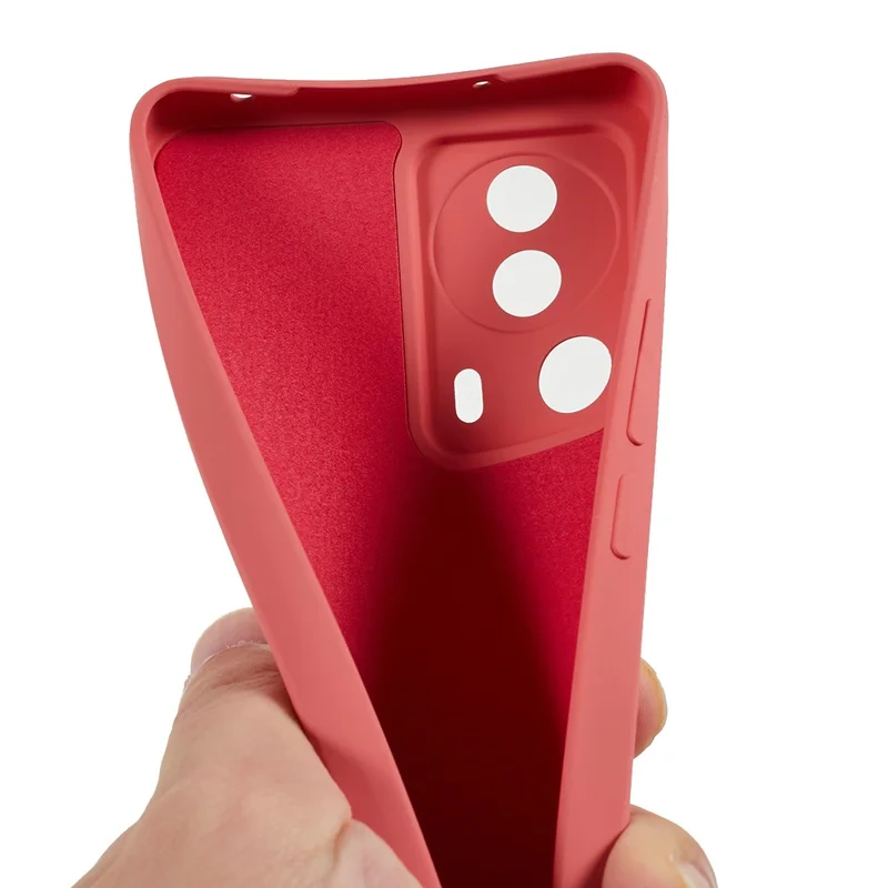 For Xiaomi 13 Lite / Civi 2 5G Rubberized TPU Shockproof Case Fiber Lining Soft Phone Cover - Hawthorn Red