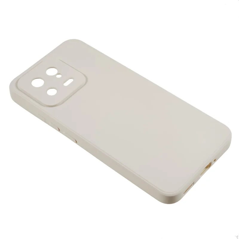 For Xiaomi 13 5G Anti-Scratch TPU Phone Case Fiber Lining Rubberized Protective Cover - White