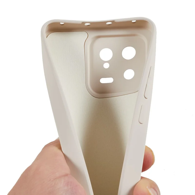 For Xiaomi 13 5G Anti-Scratch TPU Phone Case Fiber Lining Rubberized Protective Cover - White