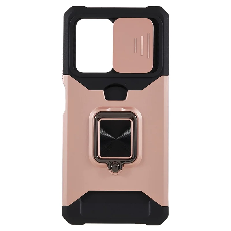 PC+TPU-Handyhülle für Xiaomi Redmi Note 12 Pro 5G / Note 12 Pro Speed 5G / Poco X5 Pro 5G, Schutz für die Kameralinse, Ständer, Rückabdeckung mit Kartenfach - Roségold