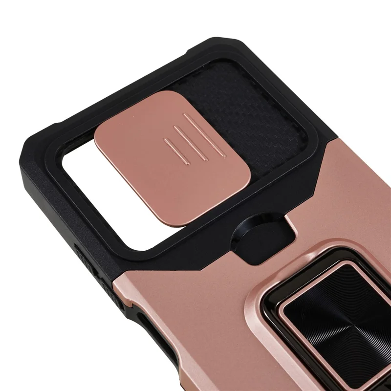 PC+TPU-Handyhülle für Xiaomi Redmi Note 12 Pro 5G / Note 12 Pro Speed 5G / Poco X5 Pro 5G, Schutz für die Kameralinse, Ständer, Rückabdeckung mit Kartenfach - Roségold