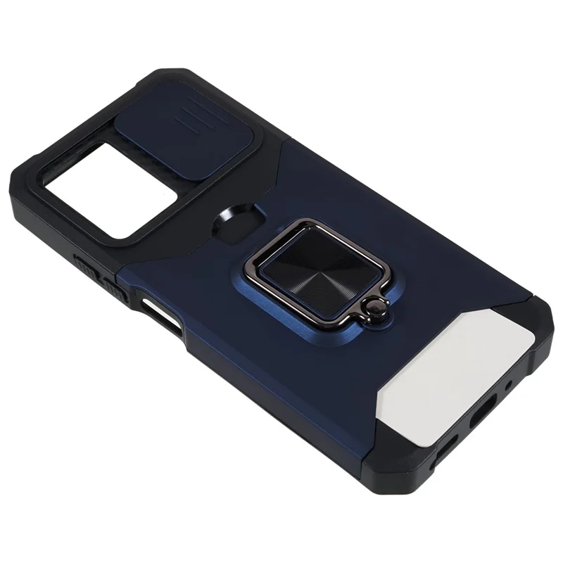Kickstand Phone Case for Xiaomi Redmi Note 12 5G (China) / (India) / (Global) / Poco X5 5G , PC+TPU Card Holder Phone Cover with Slide Camera Lid - Navy Blue