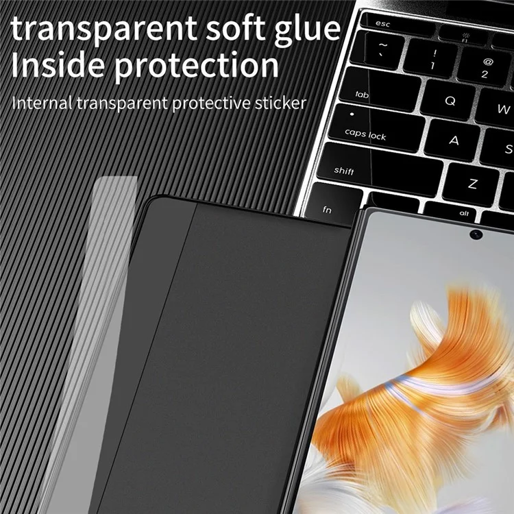 Für Huawei Mate X3 5G Magnetische selbstabsorbierende Sichtfenster-PU-Leder+PC-Handyhülle mit Ständer (ohne Stifthalter) - Schwarz