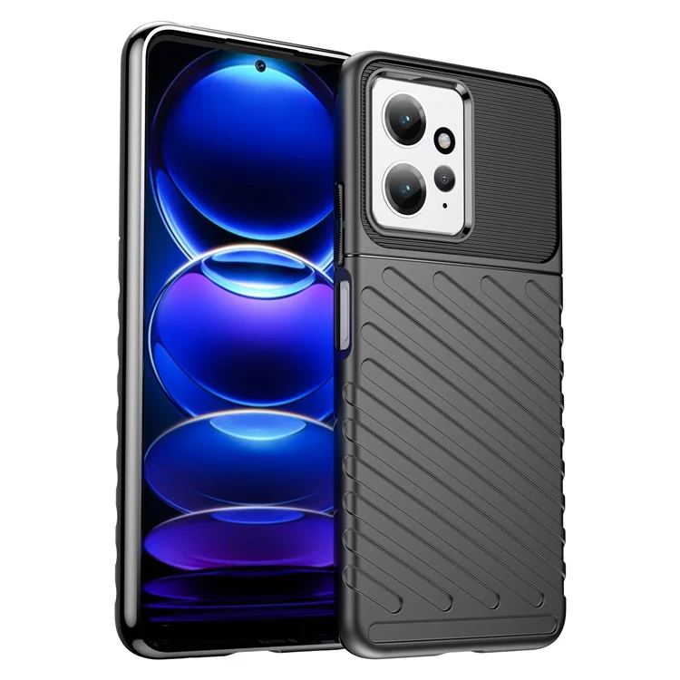 TPU Cover for Xiaomi Redmi Note 12 4G Thunder Series Thickened Twill Texture Cell Phone Case - Black