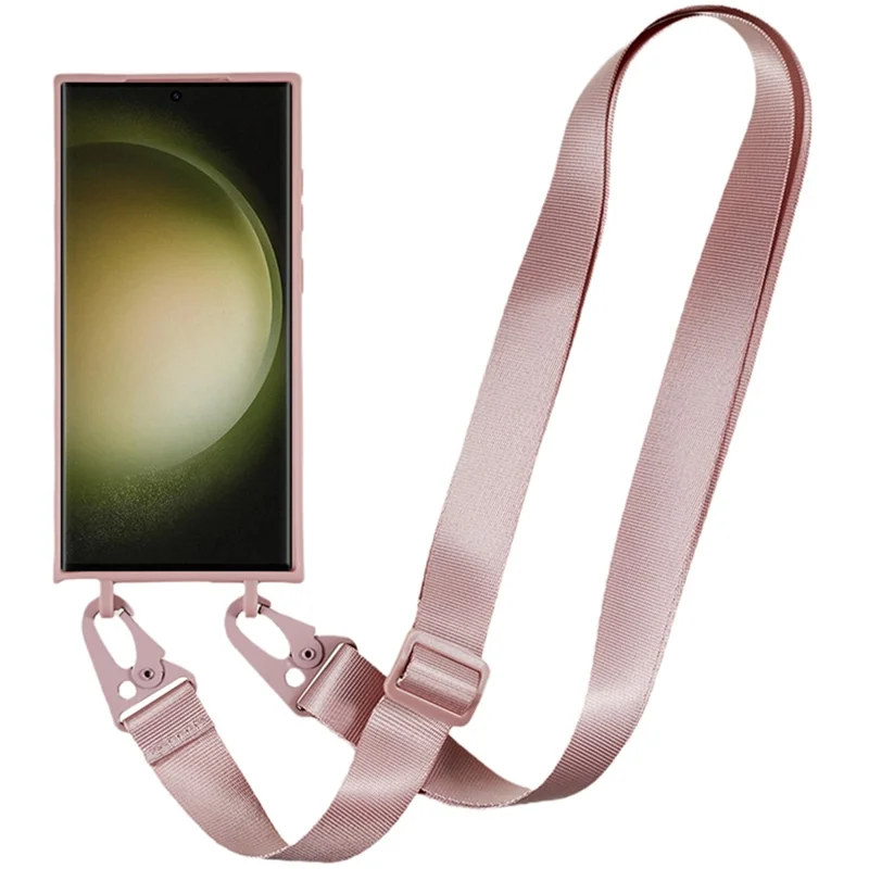 TPU-case til Samsung Galaxy S23 Ultra med matt finish og bred hængekæde - dyb pink