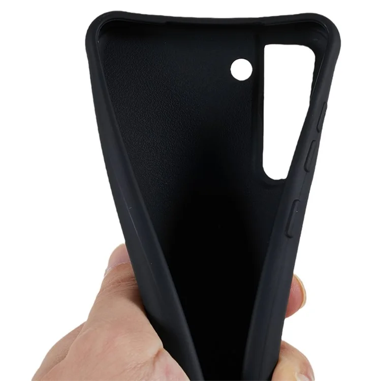 For Samsung Galaxy S21 FE 5G Shockproof Back Cover Flexible TPU Phone Case with Lanyard - Black